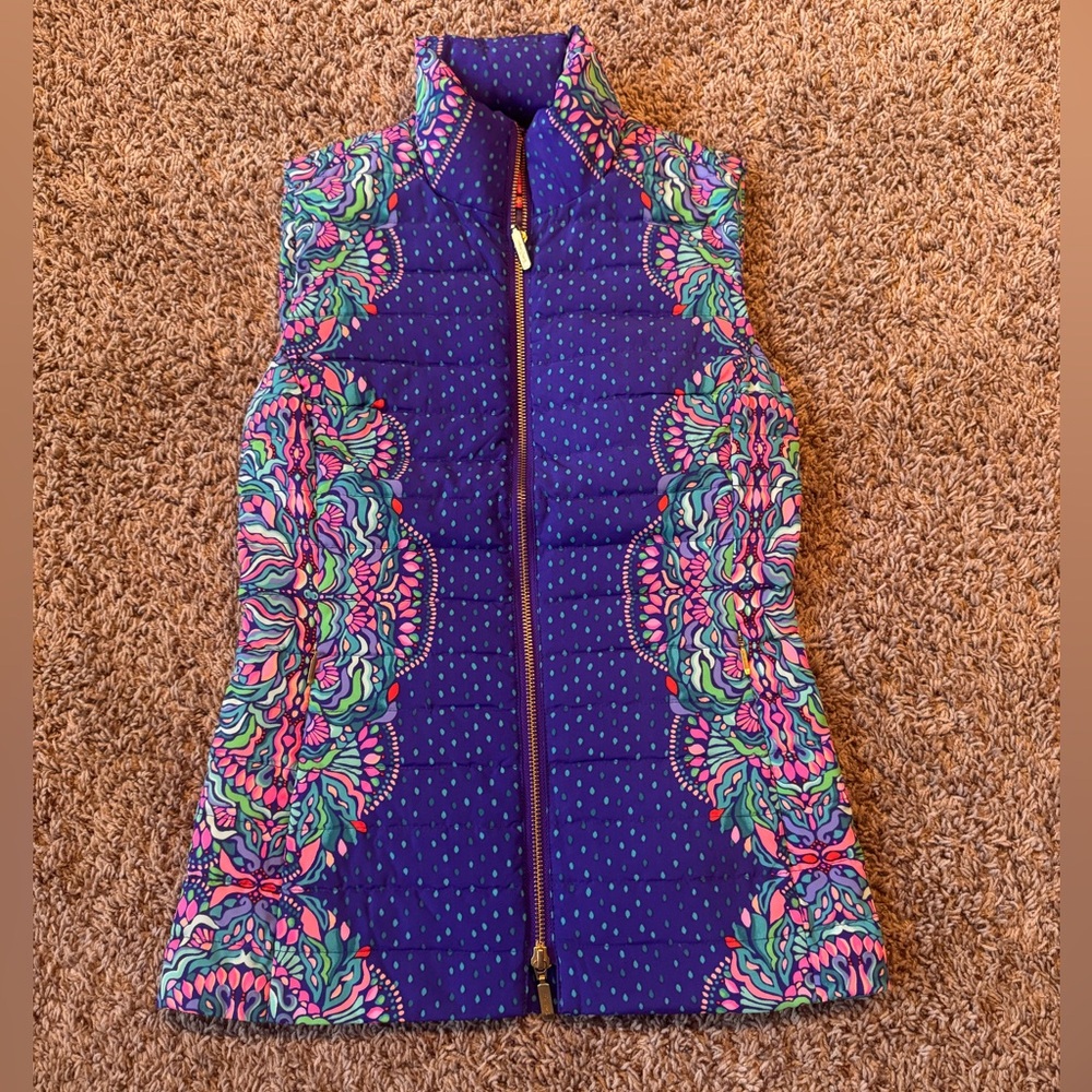 Lilly Pulitzer Blue and Pink Patterned Vest
